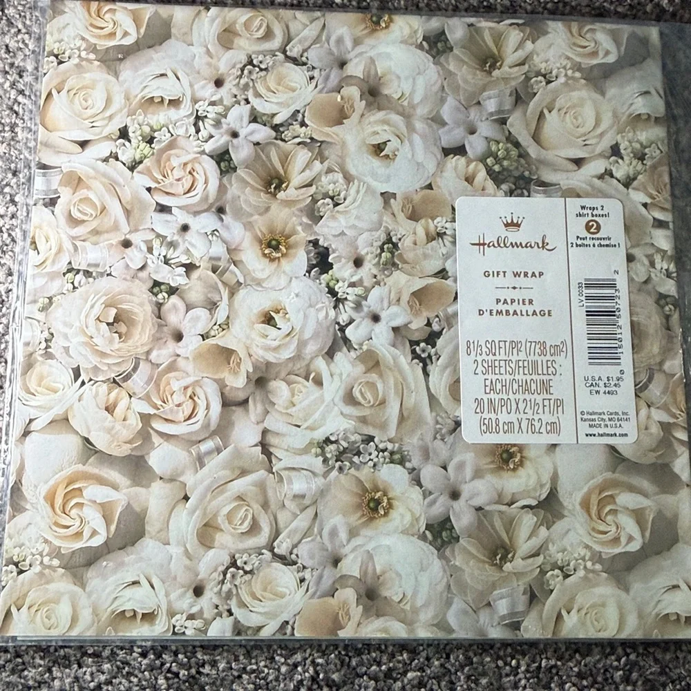 5/$25 VINTAGE Wedding Wrapping Paper White Roses
